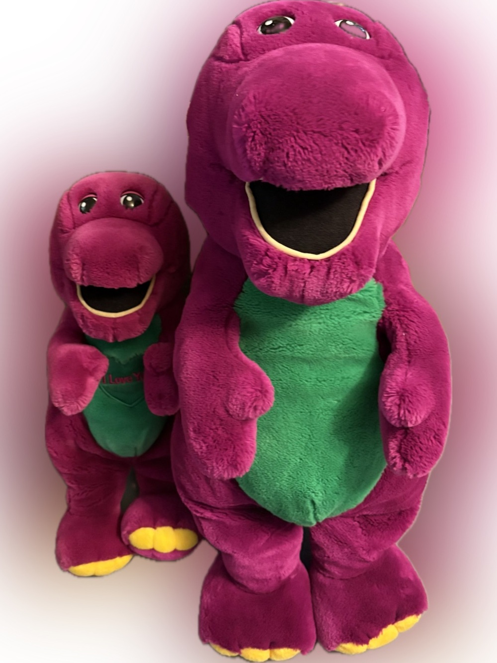 Vintage Barney the Dinosaur Plush Stuffed Animals Set - Medium & Jumbo